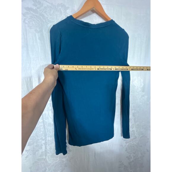 Saturday Sunday Anthropologie Top Medium Teal Ribbed Long Sleeve Layering Tee - Picture 5 of 6